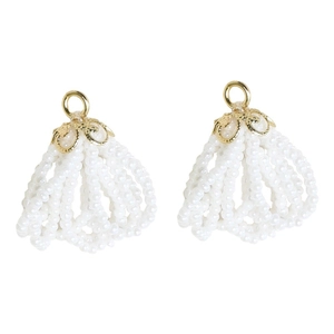 Handmade woven crystal glass bead tassel pendants with vintage gold flower cap hardware