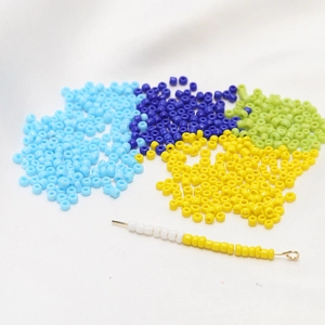 2mm colorful ceramic seed beads for DIY jewelry making with blue green and white beads