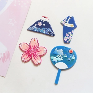 Colgantes de acrílico estilo Ukiyo-e con monte Fuji y kimono para manualidades y joyas