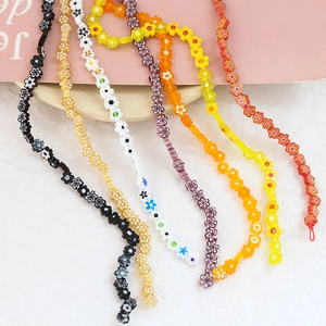 Perles florales colorées en vagues pour bijoux DIY et cordons de téléphone