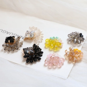 Colorful crystal beaded earrings accessories with wire-wrapped square stones on white card