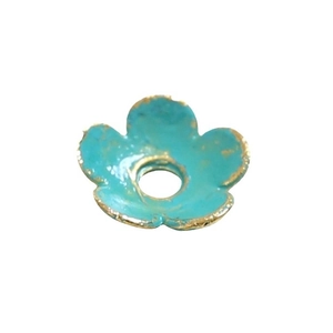 Blue flower alloy spacer bead with gold edge for DIY jewelry making and necklaces