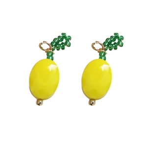 Ciondolo a limone fatto a mano con cristalli gialli e design di foglia intrecciata