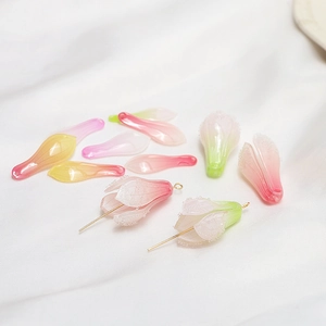 DIY handmade magnolia petal pendants with soft resin gradient for jewelry making