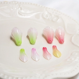 Macro detail of translucent resin flower petals and buds for DIY jewelry making crafts