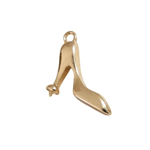 Pendentif talon haut doré pour bijoux avec sertissage perle et finition polie