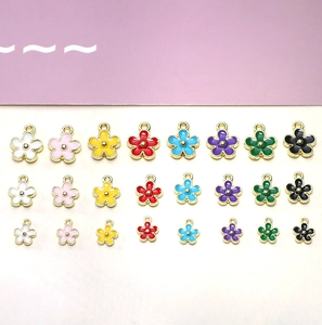 Emaille Blumen Anhänger Legierung Fünfblättrige Florale Anhänger Für DIY Schmuckherstellung Ohrringe Halskette Armband Handwerk Damen