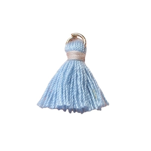 Himmelblauer Mini Baumwoll-Quastenanhänger mit Silberring für DIY-Ohrringe
