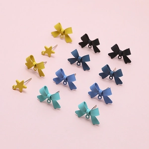 Colorful bow and star shaped DIY metal earring studs with hanging loops in various colors
