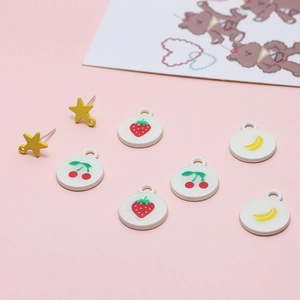 Cute DIY alloy pendants and star earrings featuring strawberry and cherry motifs