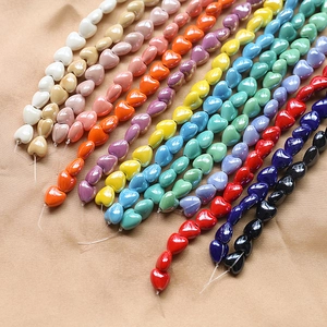 Colorful glossy heart-shaped ceramic beads for DIY jewelry making and handmade accessories