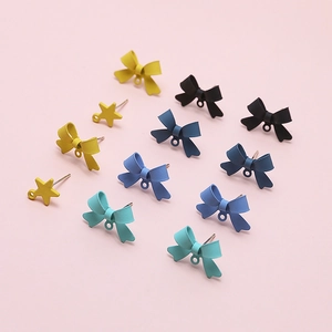 Sweet matte alloy bow and star stud earring components for DIY jewelry making