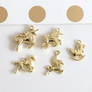 Gold Alloy Horse Unicorn Pendants For DIY Jewelry Making Pegasus Rocking Horse Charms Handmade Necklace Bracelet Findings Accessories