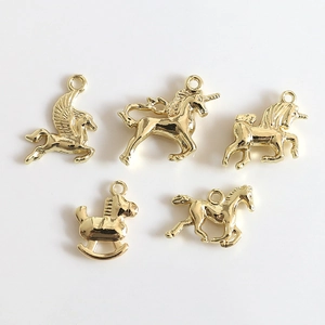 Golden alloy unicorn and pegasus pendants set for DIY jewelry making accessories