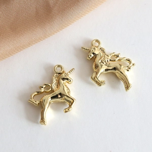 Golden unicorn alloy charms with polished finish for DIY jewelry and earring making