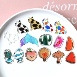Cute Translucent Soft PVC Cartoon Cat Fish Fruit Cactus Pendants For DIY Earring Keychain Jewelry Making Findings Accessory
