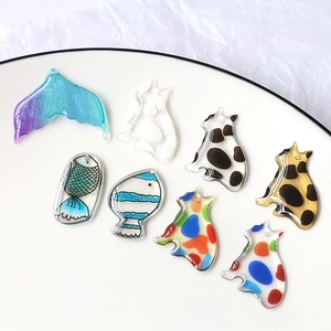 DIY colorful translucent resin pendants in cat and fish shapes for jewelry making
