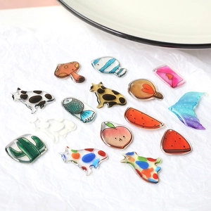 Cute translucent DIY resin charms featuring cat fish watermelon and cactus designs