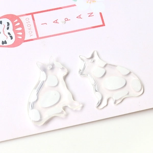 Close-up of cute translucent cat silhouette charms for DIY jewelry making accessories