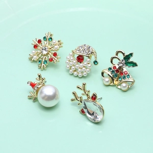 Accessori per Orecchini a Bottone a Forma di Renna Fiocco di Neve Campana di Natale Con Perno in Argento Sterling 925 Lega Strass Perla Artificiale