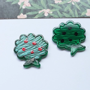 DIY green acrylic tree charms with apple print for keychains and phone pendants