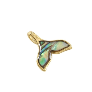 Pendentif queue de baleine plaqué or avec nacre d'abalone pour bijoux artisanaux