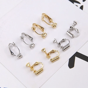 Convertidores de pendientes DIY dorados y plateados en espiral y forma de U para joyería
