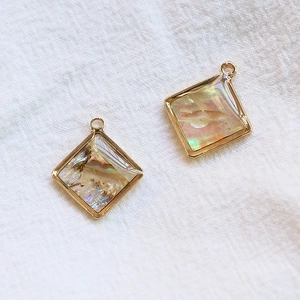 Pendentif carré en nacre d'abalone plaqué or pour la création de bijoux DIY faits main