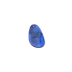 Blue translucent irregular teardrop earring pendant with smoky swirl resin texture
