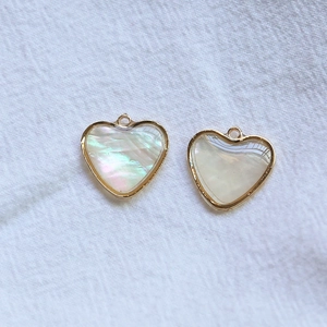 Pendentifs cœur en nacre et plaqué or pour la création de bijoux DIY