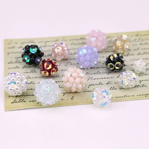 DIY colorful AB crystal ball beads with iridescent flower sequins for handmade jewelry