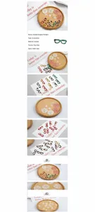 Macro detail of acetate DIY charms showing flower, Chinese knot and eyeglass shapes