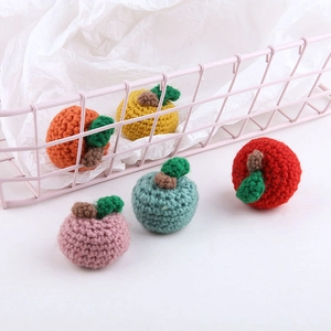 Handmade crochet fruit charms set including apple and orange for DIY accessories and bags