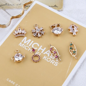 18K gold-plated jewelry charms collection with zircon stones in various unique shapes