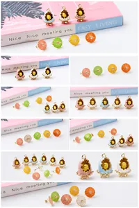 Mini alloy enamel charms featuring chick in egg and colorful umbrella, 14x22mm size