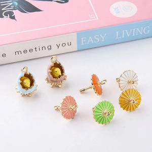 DIY colorful alloy enamel umbrella and baby chick charms for jewelry making