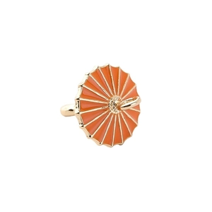 Mini umbrella chicken alloy charm with orange enamel and gold finish for DIY jewelry