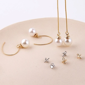 18K gold plated DIY pearl earring hooks and floral bead caps for jewelry making