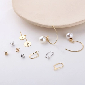 18K gold plated earring hooks and floral pearl caps for DIY jewelry making