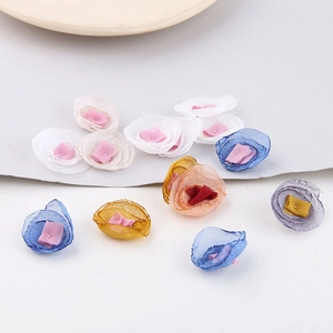Accessori fiori in chiffon multistrato per gioielli fai-da-te e forcine in vari colori vivaci