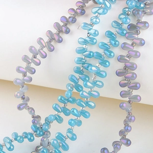 Iridescent AB coating teardrop glass beads strings for DIY handmade jewelry crafts