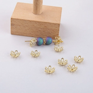 Gold plated flower bead caps and spacers for DIY earring and jewelry making