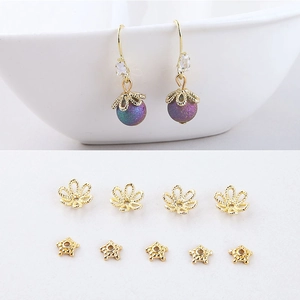 Gold Plated Filigree Flower Bead Cap Star Spacer Beads Jewelry Findings For DIY Earring Pendant Necklace Jewelry Making Handmade