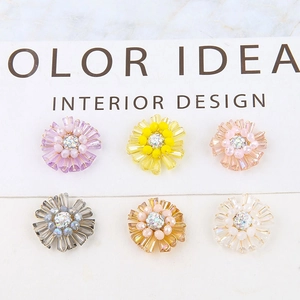 Ciondoli a Forma di Fiore Fatti a Mano in Stile Coreano Perle di Vetro con Strass per Creazione Gioielli Fai da Te