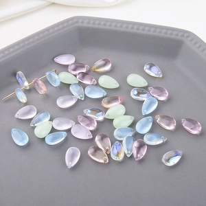 Teardrop crystal glass beads in assorted iridescent colors for DIY jewelry making