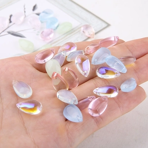 Colorful teardrop crystal pendants with aurora effect for DIY jewelry making and crafts