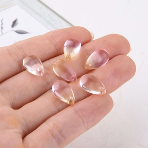 Macro shot of teardrop gradient glass crystal beads for DIY handmade jewelry crafts