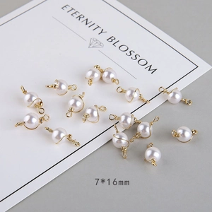 Details von 7x16mm Perlen-Anhängern mit 18K vergoldeter Drahtumwicklung für DIY-Schmuck