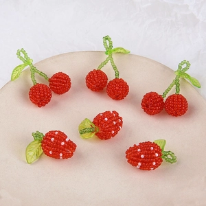Sweet Handmade Beaded Strawberry Cherry Fruit Charms For DIY Earrings Jewelry Making Handwoven Glass Seed Bead Pendant