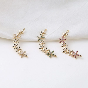 Gold plated copper flower cluster pendant with zircon for DIY jewelry making